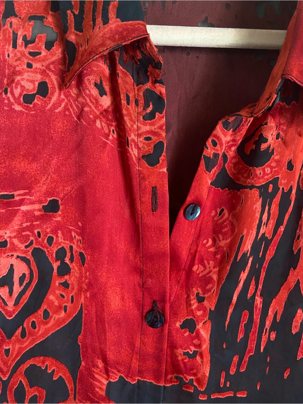Vintage Y2K Burnout Vampy Sultry Silk Blend Grunge Edgy Blouse - Picture 5 of 10